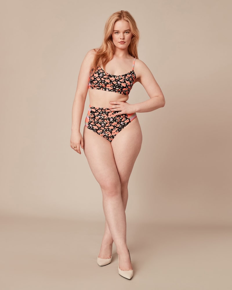 Front of a model wearing a size 2X Kaia Bikini Top in BLACK by Tanya Taylor. | dia_product_style_image_id:233240